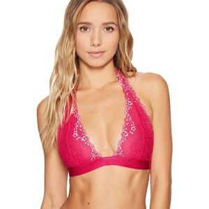 New Free People Scalloped Lace Halter Top Bralette